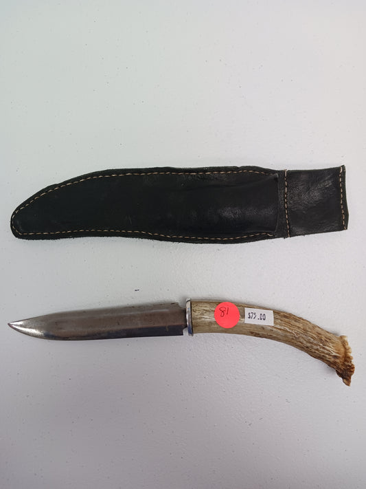 Hunting Knife w/Bone Handle & Case